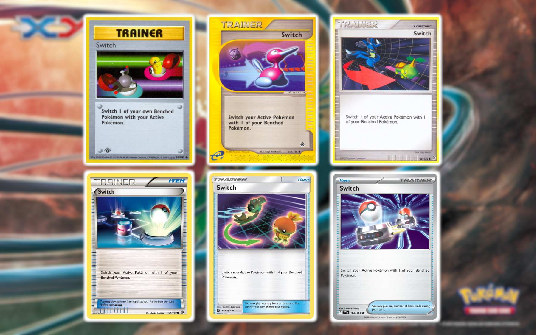 6 various Switch Cards from Pokémon 